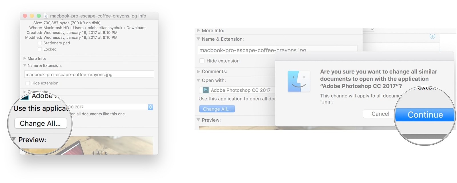 Osx change default application for file type